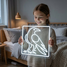 Load image into Gallery viewer, Raven in Frame Neon Sign, Crow portrait neon sign, Gothic bird neon sign