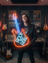 Load image into Gallery viewer, Rock And Roll Guitar neon sign, Electric Guitar neon sign, Rock Guitar neon sign
