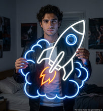 Load image into Gallery viewer, Rocket Launch Neon Sign, Rocket Takeoff Neon Sign, Launching Rocket Neon Sign Multicolor