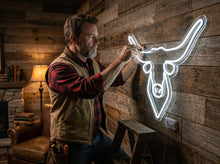 Load image into Gallery viewer, Rodeo Bull Neon Sign, Bucking Bull Neon Sign, Western Bull Neon Sign