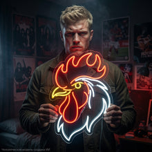 Load image into Gallery viewer, Rooster Head Neon Sign, Rooster Neon Sign, Chicken Head Neon Sign Multicolor