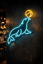 Load image into Gallery viewer, Seal with ball neon sign, sea lion balancing ball neon sign