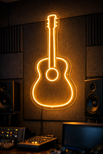 Load image into Gallery viewer, Six-string neon sign, Acoustic guitar neon sign, Folk guitar neon sign Orange