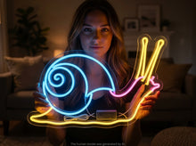 Load image into Gallery viewer, Snail Neon Sign, Cute Snail Neon Sign, Snail Shell Neon Sign Multicolor