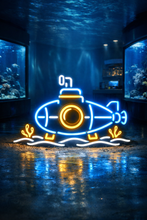 Load image into Gallery viewer, Submarine Seabed Neon Sign, underwater submarine neon sign, deep sea sub neon sign, ocean floor sub neon sign Multicolor