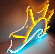 Load image into Gallery viewer, Sun behind the wave neon sign, sunset neon light, sunrise led light, custom ocean waves led sign