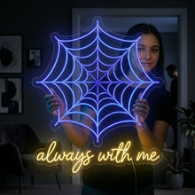 Load image into Gallery viewer, Spider Web Neon Sign, Always With Me Neon Sign, Web Glow Neon Sign Yellow