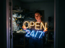 Load image into Gallery viewer, Open 24/7 neon sign, Store open neon sign, Business hours neon sign, Bar neon sign
