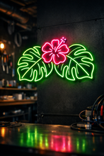 Load image into Gallery viewer, Tropical flower neon sign, Hibiscus neon sign, Exotic plant neon sign