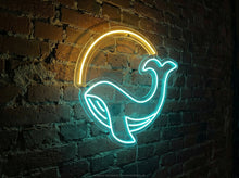 Load image into Gallery viewer, Whale neon sign, Ocean theme neon light, Marine life neon decor, Whale-shaped neon art, Blue whale LED sign, Whale tail neon sign, fish led 40in