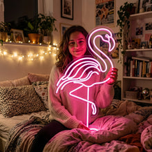 Load image into Gallery viewer, Flamingo neon sign, bird Led Sign , Neon home Sign, Wall Decor, Wall Sign, animal neon sign, home neon sign, bedroom led neon sign 45in