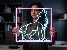 Load image into Gallery viewer, Howling Wolf Neon Sign – Full Moon Glow | Unique Neon Artwork For Forest-Inspired Rooms