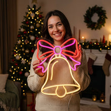 Load image into Gallery viewer, Christmas Bell Neon Sign, Holiday Bell Neon Sign, Xmas Bell Neon Sign Multicolor