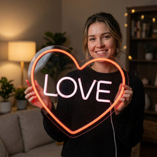 Load image into Gallery viewer, Love Heart Neon Sign, Heart Love Neon Sign, Romantic Heart Neon Sign warm white