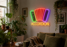 Load image into Gallery viewer, Accordion Neon Sign, Squeeze Box Neon Sign, Concertina Neon Sign