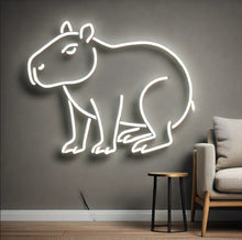 Load image into Gallery viewer, Capybara Neon Sign, Giant rodent neon sign, Exotic animal neon sign