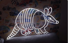 Load image into Gallery viewer, Armadillo Neon Sign, Armored animal neon sign, Nocturnal wildlife neon sign