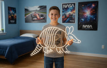 Load image into Gallery viewer, Armadillo Neon Sign, Armored animal neon sign, Nocturnal wildlife neon sign