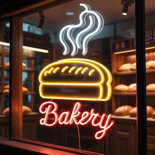 Load image into Gallery viewer, Bakery neon sign, fresh bread neon sign, bakery neon sign, loaf bread neon sign, bread shop neon sign, hot fresh bread sign, neon bread sign, artisan bread neon sign, bread bakery neon light, warm bread neon sign