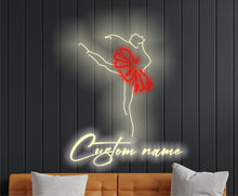 Load image into Gallery viewer, Ballerina silhouette neon sign, Neon sign with custom name and ballet dancer, custom Name on ballet dancer neon sign, Personalized forballet