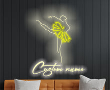 Load image into Gallery viewer, Ballerina silhouette neon sign, Neon sign with custom name and ballet dancer, custom Name on ballet dancer neon sign, Personalized forballet