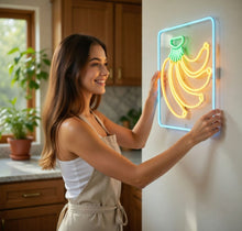 Load image into Gallery viewer, Banana Bunch Neon Sign, Tropical fruit neon sign, Yellow bananas neon sign