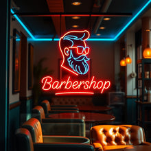 Load image into Gallery viewer, Barbershop neon sign, Neon barber sign, Barber pole neon sign, Neon hair salon sign, Neon open sign for barber shop