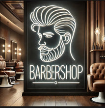 Load image into Gallery viewer, Barbershop neon sign, Neon barber sign, Barber pole neon sign, Neon hair salon sign, Neon open sign for barber shop