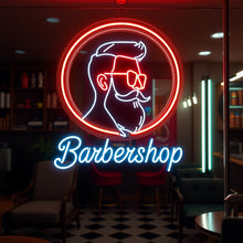 Load image into Gallery viewer, Barbershop neon sign, Neon barber sign, Barber pole neon sign, Neon hair salon sign, Neon open sign for barber shop