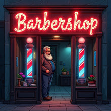 Load image into Gallery viewer, Barbershop Neon Sign, Mens Grooming Neon Sign, Barber Salon Neon Sign Red