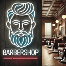 Load image into Gallery viewer, Barbershop neon sign, Neon barber sign, Barber pole neon sign, Neon hair salon sign, Neon open sign for barber shop