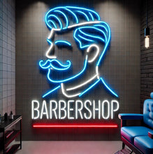 Load image into Gallery viewer, Barber shop neon sign, Neon barber sign, Barber pole neon sign, Neon hair salon sign, Neon open sign for barber shop