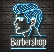 Load image into Gallery viewer, Barbershop Neon Sign – Vintage Barber Shop Symbol | Clean Grooming Studio Glow Accent