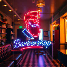 Load image into Gallery viewer, Barbershop neon sign, Neon barber sign, Barber pole neon sign, Neon hair salon sign, Neon open sign for barber shop