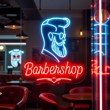 Load image into Gallery viewer, Barbershop neon sign, Neon barber sign, Barber pole neon sign, Neon hair salon sign, Neon open sign for barber shop