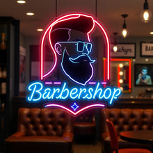 Load image into Gallery viewer, Barbershop neon sign, Neon barber sign, Barber pole neon sign, Neon hair salon sign, Neon open sign for barber shop