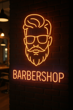 Load image into Gallery viewer, Barbershop neon sign, Neon barber sign, Barber pole neon sign, Neon hair salon sign, Neon open sign for barber shop