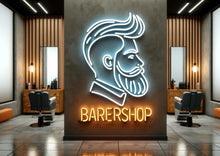 Load image into Gallery viewer, Barber shop neon sign, Neon barber sign, Barber pole neon sign, Neon hair salon sign, Neon open sign for barber shop, Barber shop LED