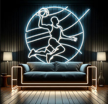 Load image into Gallery viewer, Basketball player sign, basketball player neon sign,sports bar 3D neon light,man cave neon sign,custom basketball wall decor (Copy)