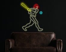 Load image into Gallery viewer, Baseball player neon sign, ballplayer neon sign, baseballer neon sign