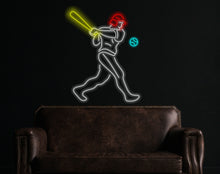 Load image into Gallery viewer, Baseball player neon sign, ballplayer neon sign, baseballer neon sign