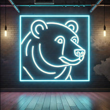 Load image into Gallery viewer, Bear head neon sign, neon bear sign, bear neon light, bear head LED sign, neon sign bear face, glowing bear sign, bear wall neon, bear shaped neon light, neon outline bear, LED bear head sign