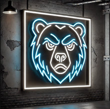 Load image into Gallery viewer, Bear head neon sign, neon bear sign, bear neon light, bear head LED sign, neon sign bear face, glowing bear sign, angry bear wall neon, bear shaped neon light, neon outline bear, LED bear head sign