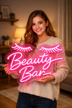 Load image into Gallery viewer, Beauty Bar Neon Sign, Beauty Lounge Neon Sign, Glam Bar Neon Sign, Makeup Studio Neon Sign Pink