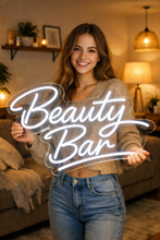 Load image into Gallery viewer, Beauty Bar Neon Sign, Beauty Lounge Neon Sign, Glam Bar Neon Sign, Makeup Studio Neon Sign White