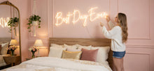 Load image into Gallery viewer, Best day ever neon sign, neon sign for wedding, neon lettering for wedding, beautiful phrase for the wedding 45in