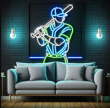 Load image into Gallery viewer, Baseball Swing Action neon sign, Batter At Bat neon sign Multicolor