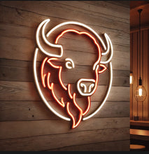Load image into Gallery viewer, Bison Circle Neon Sign, Buffalo round neon sign, American buffalo neon sign