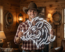 Load image into Gallery viewer, Boar Head Neon Sign, Wild Boar Head neon sign, Hog Head neon sign, Boar Trophy Head neon sign