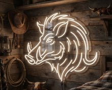 Load image into Gallery viewer, Boar Head Neon Sign, Wild Boar Head neon sign, Hog Head neon sign, Boar Trophy Head neon sign